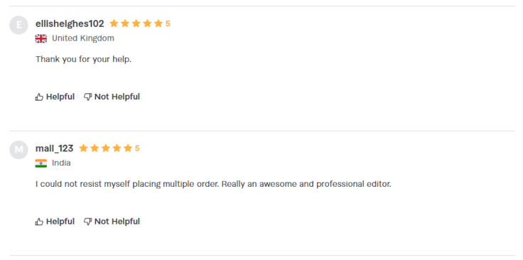 Five-star review from the UK received by Anna Civolani fiction editor