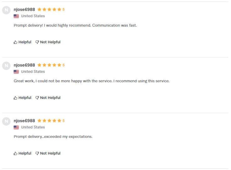 Repeat client from the US leaves five-star reviews for Anna Civolani Editing Services